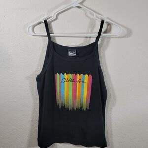 Filth Ave Black Rainbow Glitter Graphic Tank Top Large Stretchy Lightweight NWOT